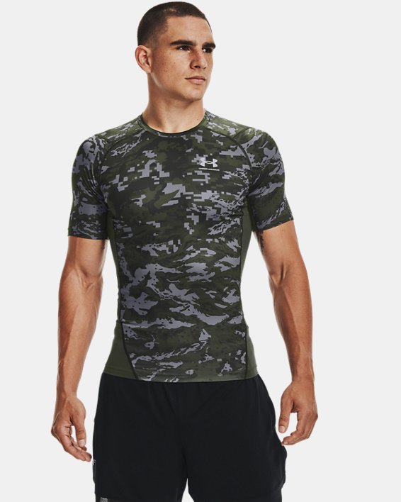Men's HeatGear® Armour Camo Short Sleeve, Green, pdpMainDesktop image number 0